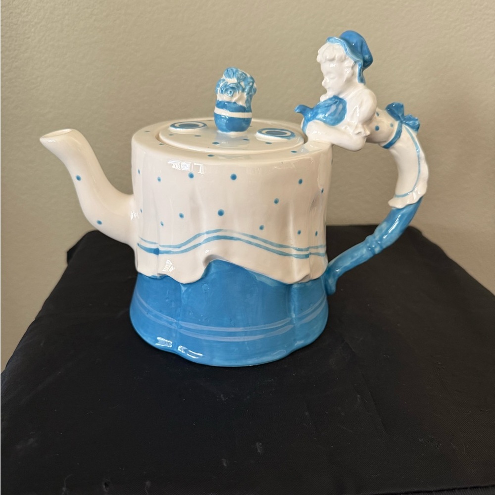 Vintage Department 56 A La Carte Blue and White Ceramic Teapot Made in Japan .
